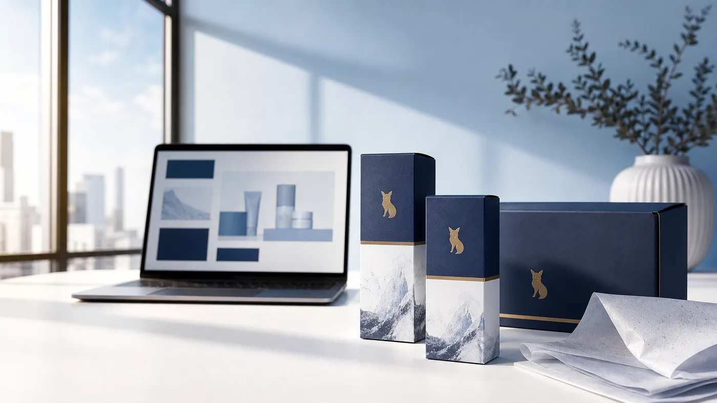 Polar Fox Labs packaging on a studio desk